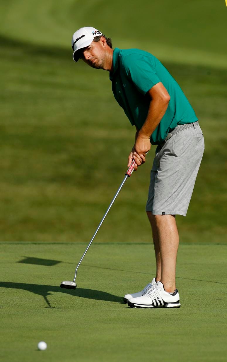 Zach J. Johnson practices on the 10th green for the PGA Championship Zach J. Johnson practices on the 10th green for the PGA Championship
